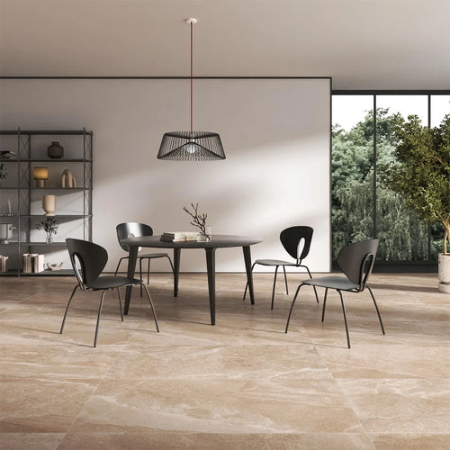 Beige Porcelain Tile 600x1200mm Kitchen Setting - Albra Range - Tiles on Top