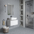 Grey Porcelain Floor and Wall Tile 300x600mm Bathroom Setting - Tiles on Top