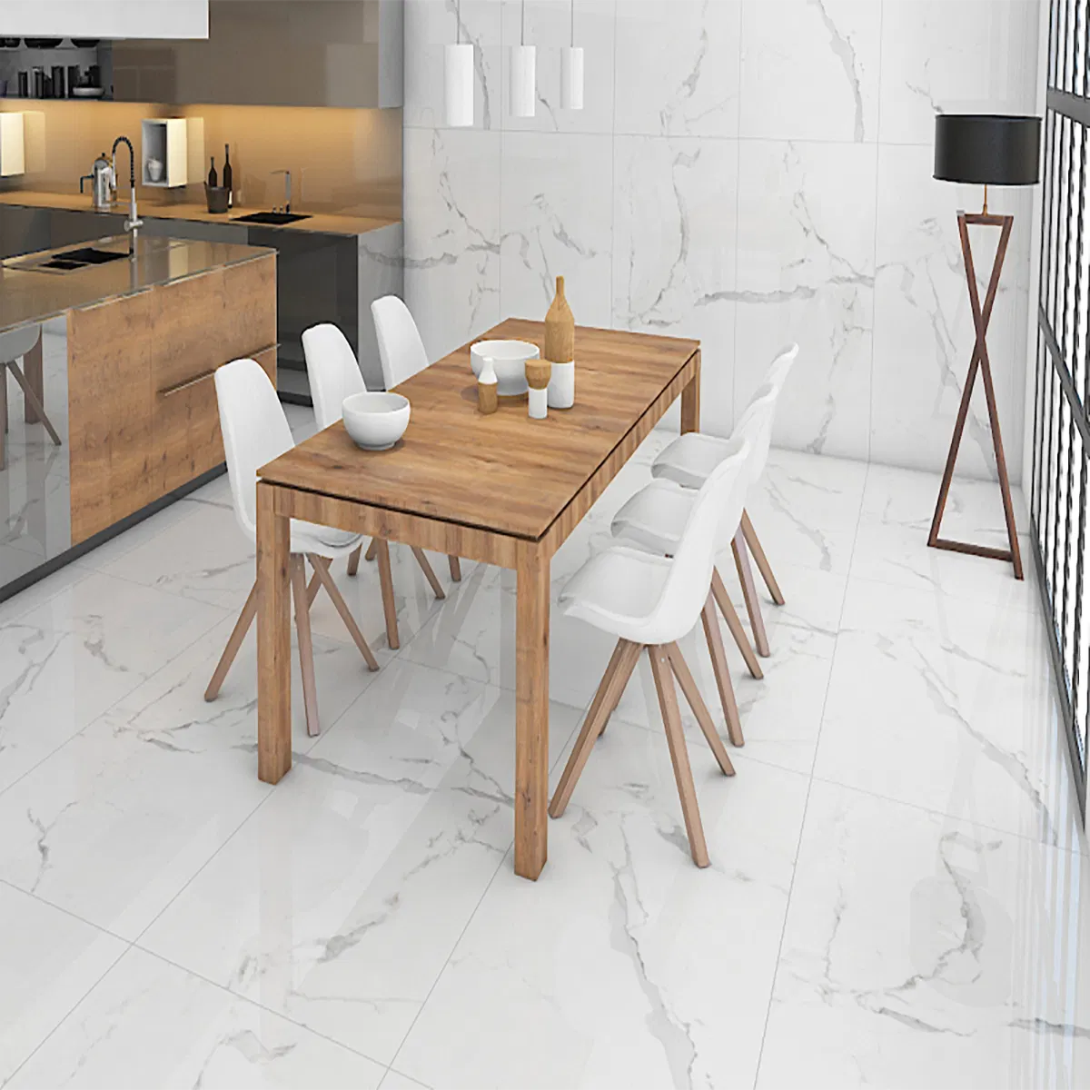 Calacatta Nova Polished Porcelain Wall and Floor Tile 1200x600mm