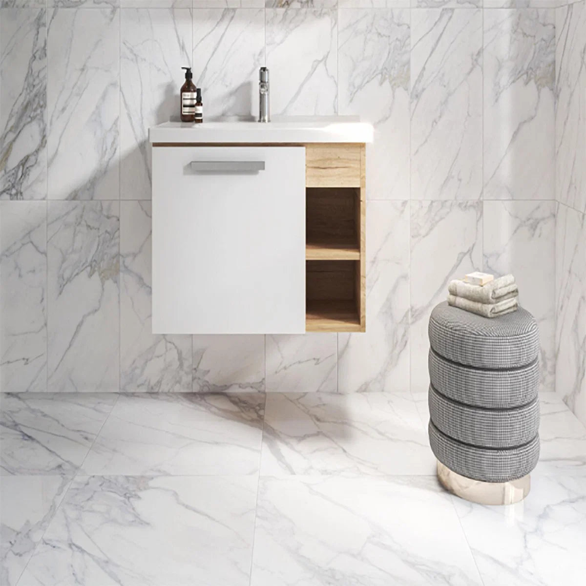 Calma White Satin Wall Tile 600x600mm