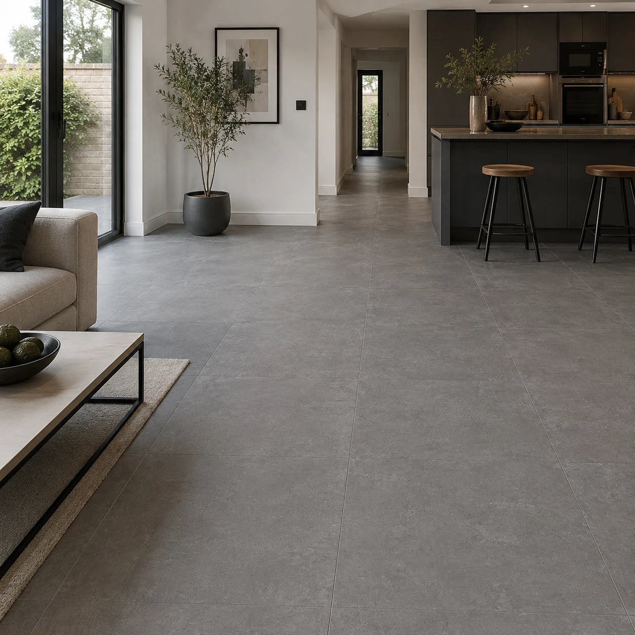 Clara Anthracite Matt Porcelain Tile 600×600mm