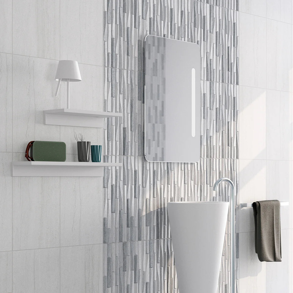 Dune Stripe Craft Decor Grey Matt Porcelain Tile 316×608mm