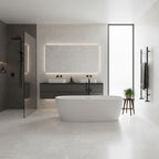 Off White Porcelain Tile 1200x1200mm Bathroom Setting - Elvian Range - Tiles on Top