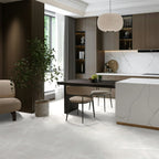 Off White Porcelain Tile 1200x1200mm Kitchen Setting - Elvian Range - Tiles on Top