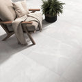 Eilvian Off White Porcelain Tile 600x600mm Living Room Setting - Tiles on Top