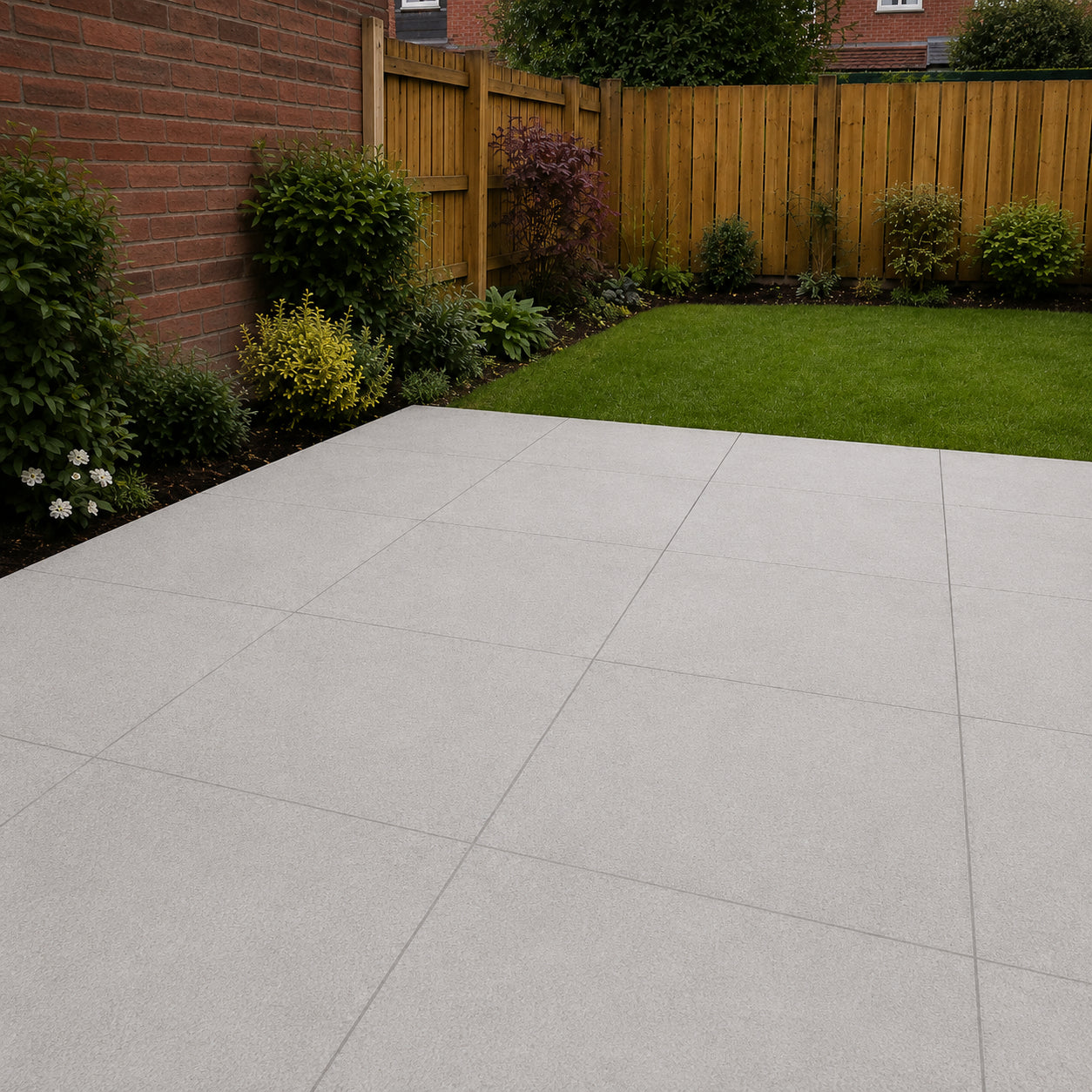 Concrete grey porcelain paving patio garden set - granito gris paver 600x600mm