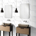 Gloss Marble Effect White Porcelain Tile 300x600mm Bathroom - Lucera Range - Tiles on Top