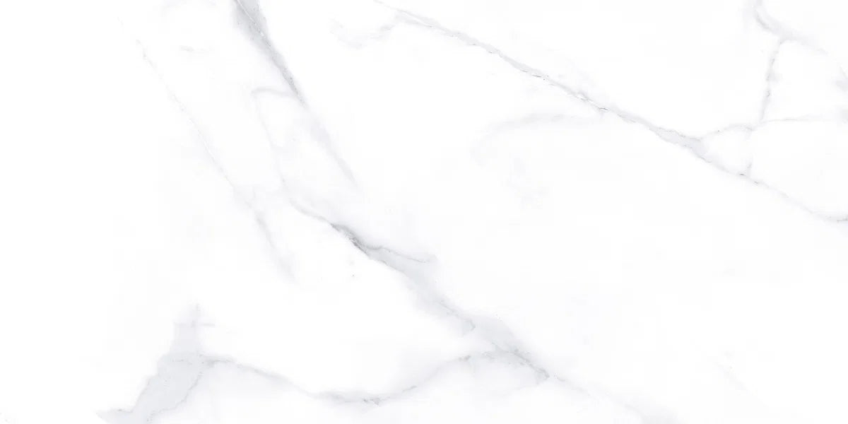 Matt Marble Effect White Porcelain Tile 300x600mm Single Tile 1 - Lucera Range - Tiles on Top