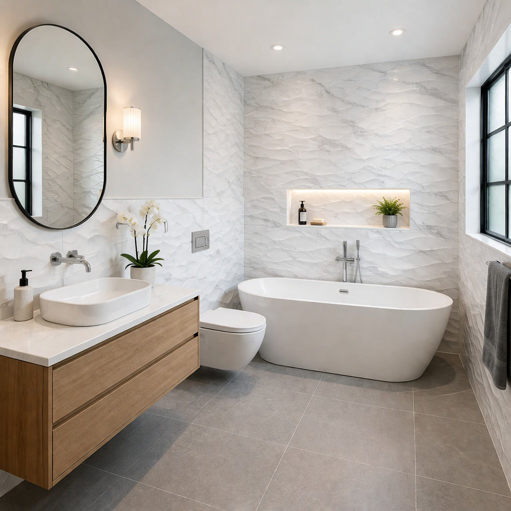 Lucera White Glossy Decor Wall Tile 300x600mm