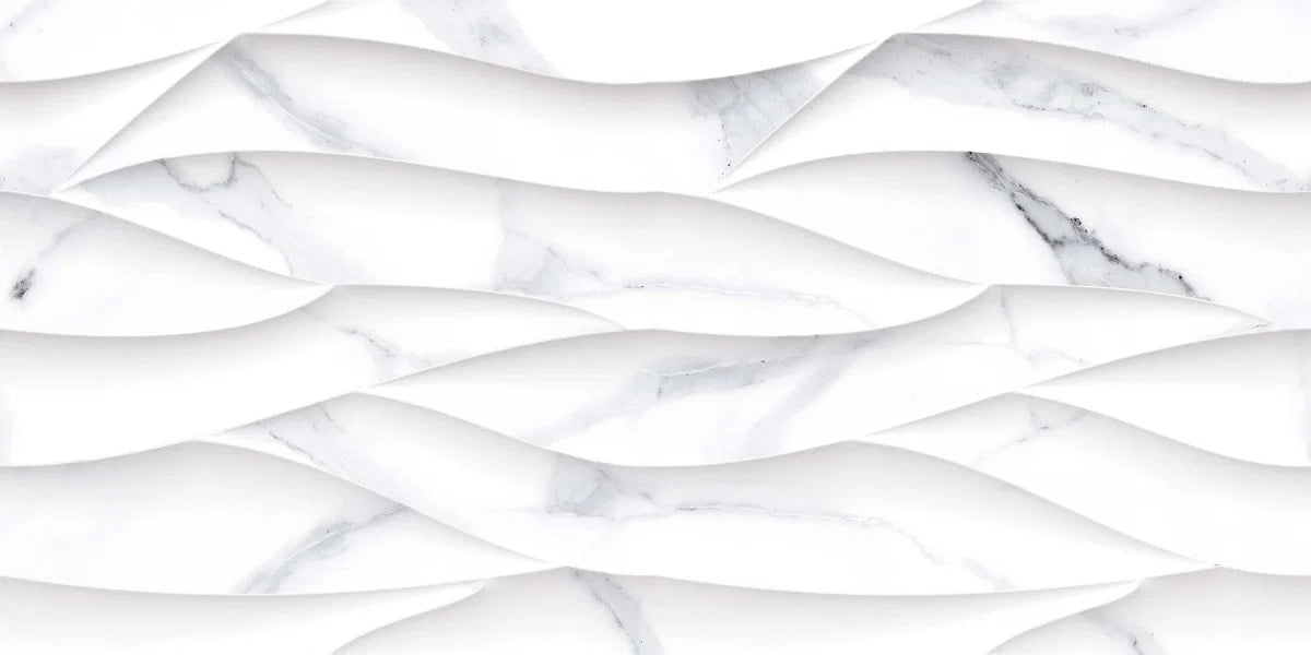 White Marble Effect Decor Ceramic Wall Tile 300x600mm Single Tile 1 - Tiles on Top
