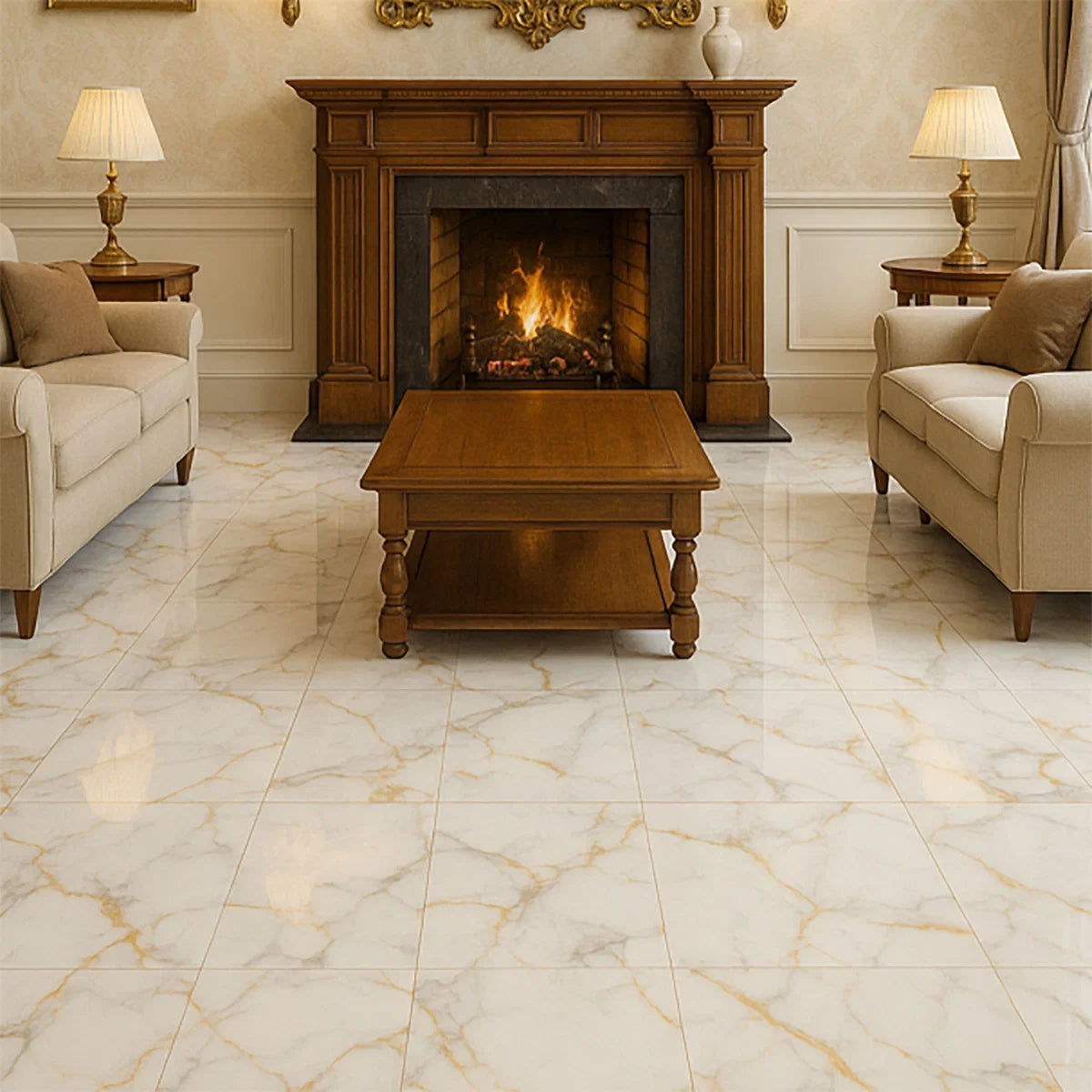 Marbella Gold Polished Porcelain Wall and Floor Tile 300x600mm