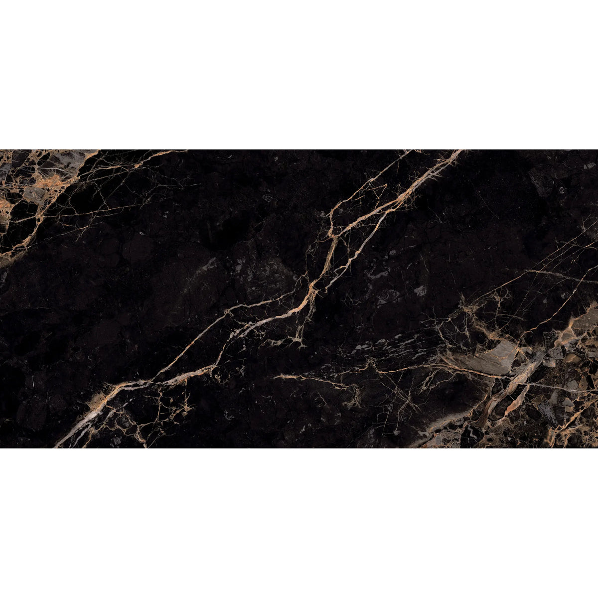 Monaco Black & Gold Marble Effect Polished Porcelain Tile 1200×600mm