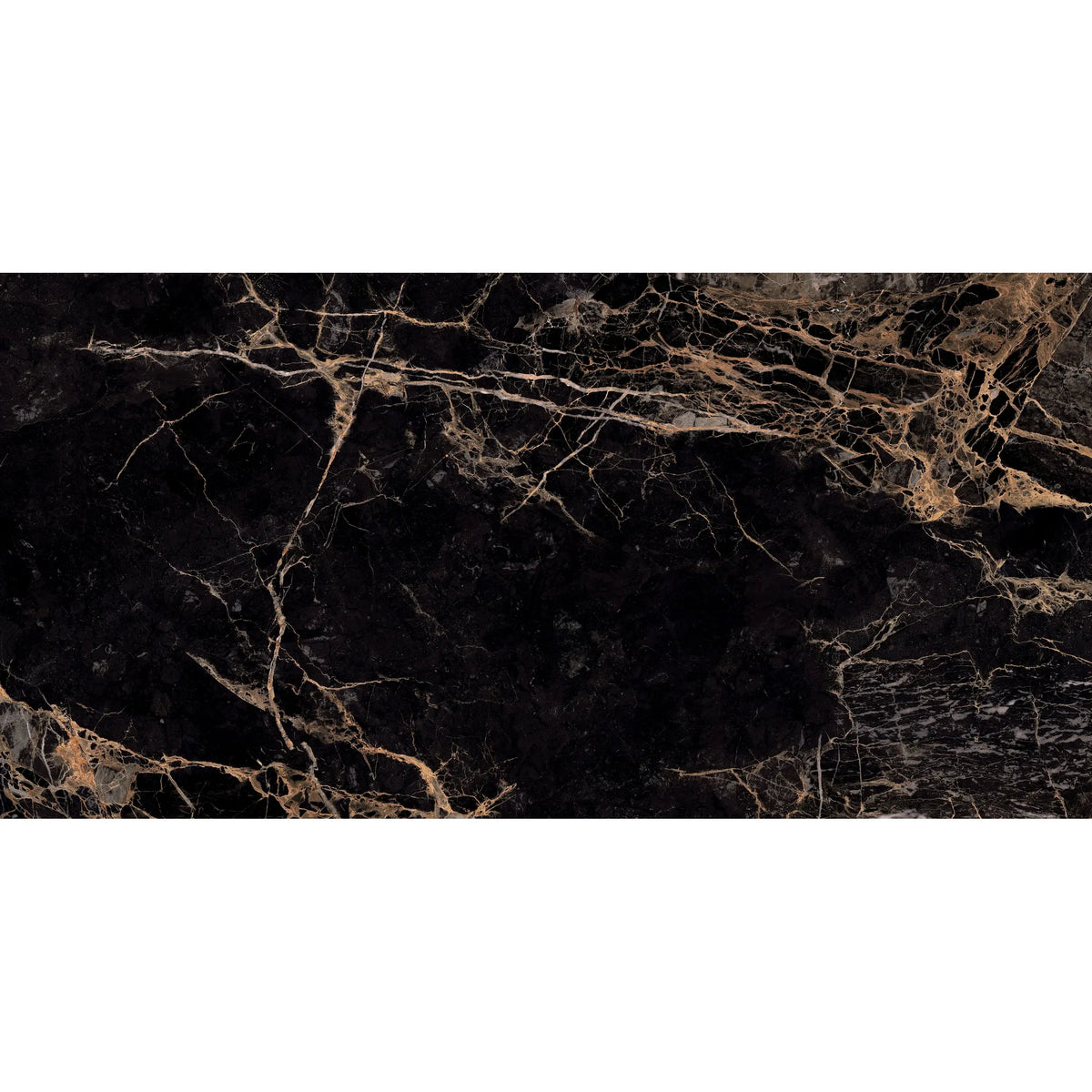 Monaco Black & Gold Marble Effect Polished Porcelain Tile 1200×600mm