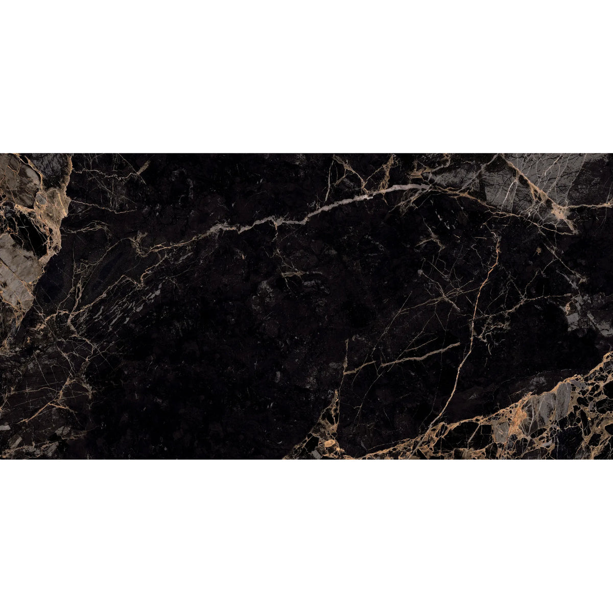 Monaco Black & Gold Marble Effect Polished Porcelain Tile 1200×600mm
