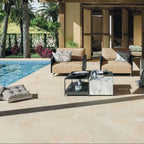 Beige Porcelain Tile 1000x1000mm Pool Side Living Room Setting - Tiles on Top