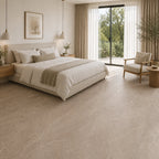 Beige Porcelain Tile 600x1200mm Bedroom Setting - Monterra Range - Tiles on Top