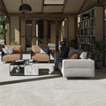 White Porcelain Tile 1000x1000mm Living Room Setting - Tiles on Top
