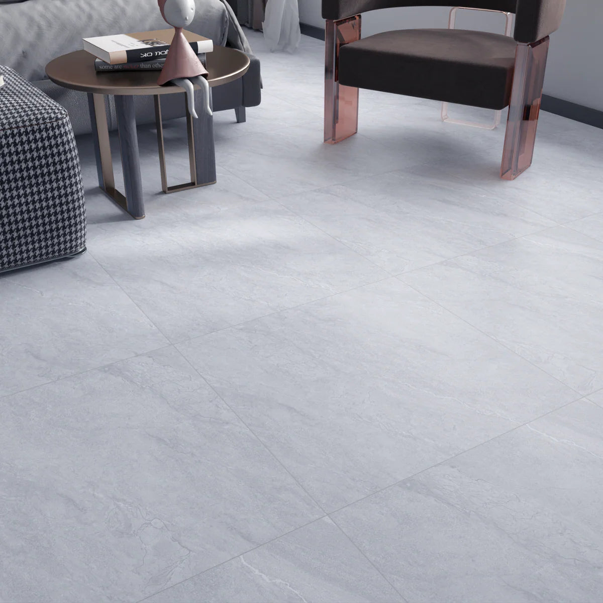 Morning Mist Bright Grey Matt Porcelain Tile 600×600mm