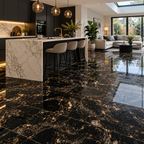 Palermo Black & Gold Marble Effect Polished Porcelain Tile 1200×600mm
