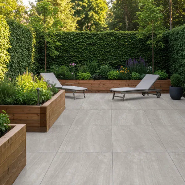 Quebec Silver Outdoor Porcelain Paving 600×600×20mm