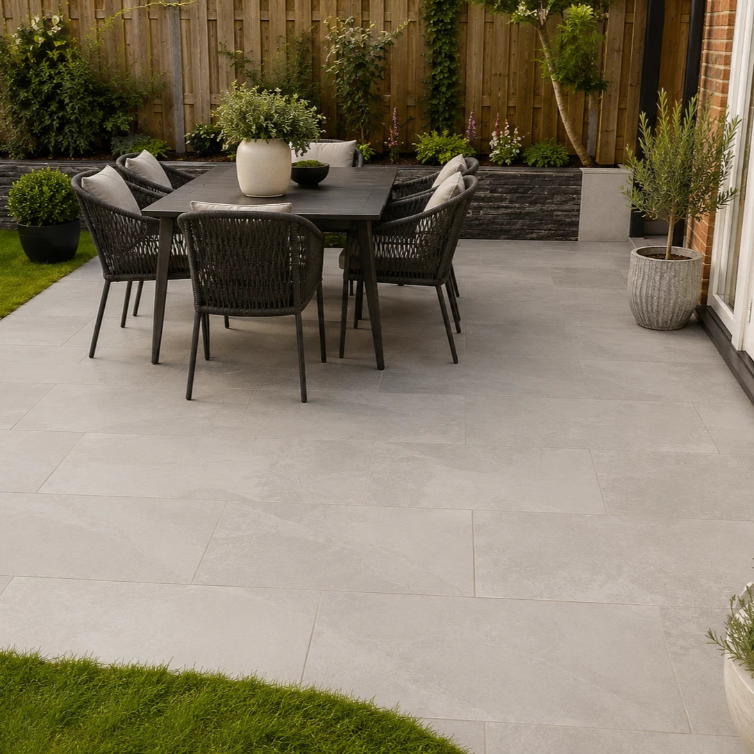 Riven Grey Outdoor Porcelain Paving 600×900×20mm