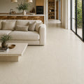 Cream Beige marble Effect Porcelain Tile 980x980mm Living Room Setting - Tiles on Top