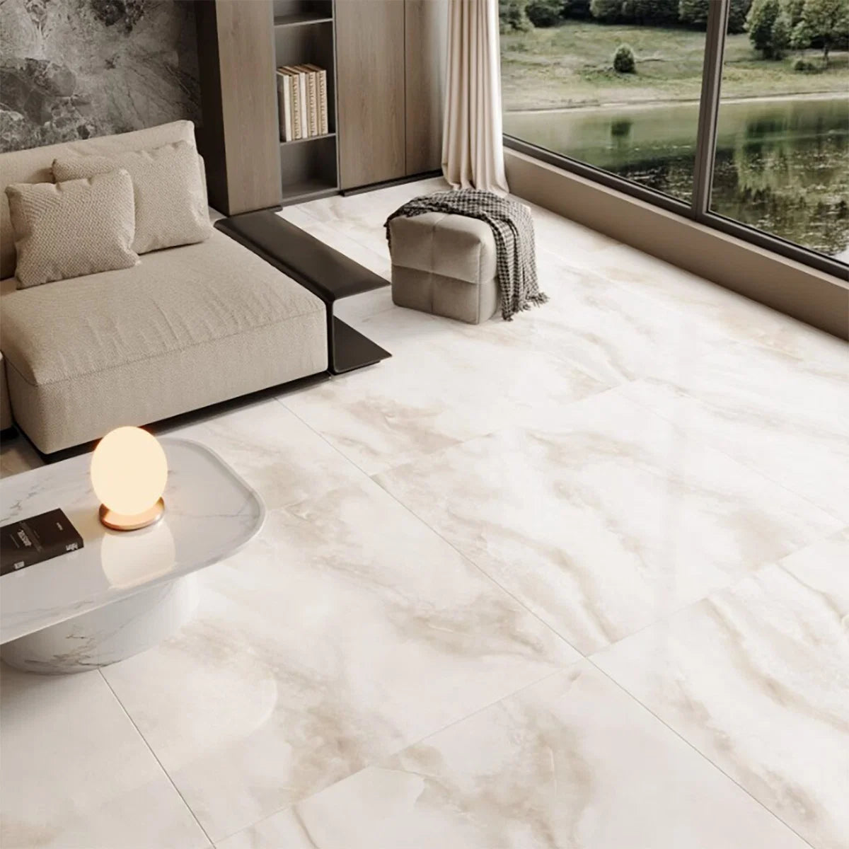 Serene Onyx Cream Matt Porcelain Wall and Floor Tile 1200x1200mm