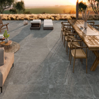 Anthracite Porcelain Tile 1200x1200mm Garden Setting - Tornby Range - Tiles on Top