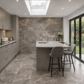 Anthracite Porcelain Tile 595x1200mm Living Room Setting - Tornby Range - Tiles on Top