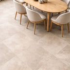 Beige Porcelain Tile 595x595mm Kitchen Setting - Tornby Range - Tiles on Top