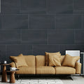 Anthracite Porcelain Tile 600x1200mm Living Room Setting - Tremoli Range - Tiles on Top