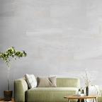 Bone Light Colour Porcelain Tile 600x1200mm Living Room Setting - Tremoli Range - Tiles on Top
