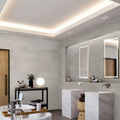 Grey Porcelain Tile 600x1200mm Bathroom Setting - Tremoli Range - Tiles on Top
